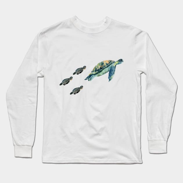 Sea turtle single parent family Long Sleeve T-Shirt by love kisses and such